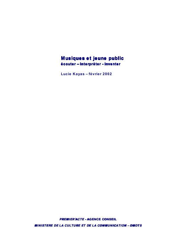 Kayas Rapport Musique Et Jeunes 2002