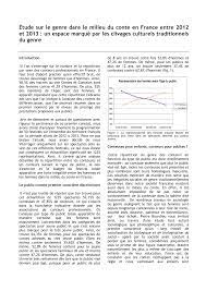 2013 – Etude Sur Le Genre Dans Le Milieu Du Conte En France Entre 2012 Et 2013